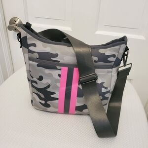 Haute Shore "Blake Showoff" Gray Camo Print Neoprene Crossbody